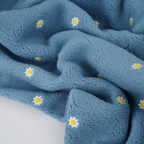 Teddy Stof Geborduurd Bloemen Camilla  Jeans Blauw