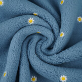 Teddystoff Bestickt Blumen Camilla Jeans Blau