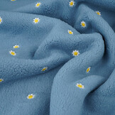 Teddy Stof Geborduurd Bloemen Camilla  Jeans Blauw