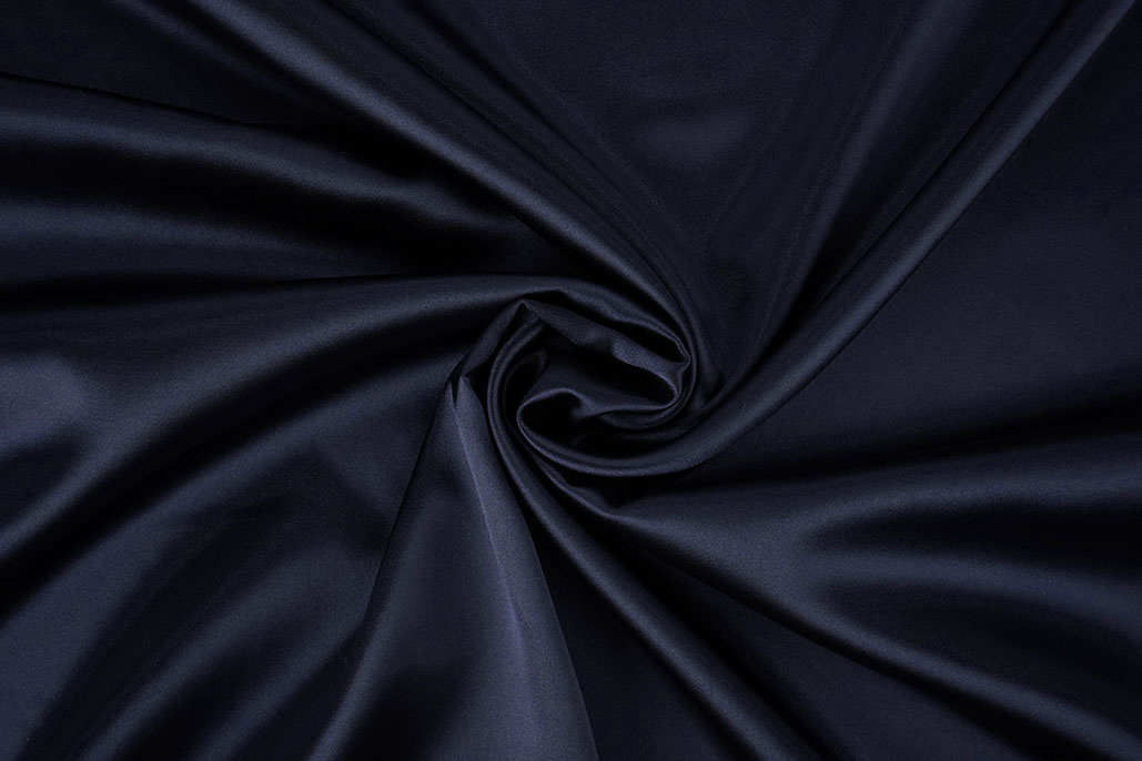 Stretch Satijn Donker Marine Blauw