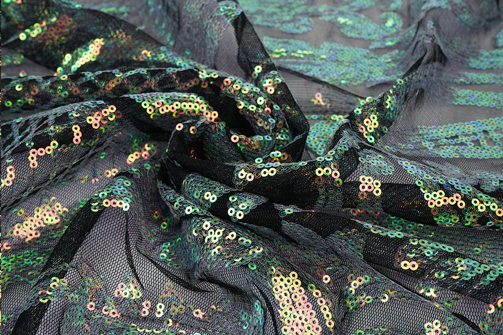 Pailletten op Mesh Mia