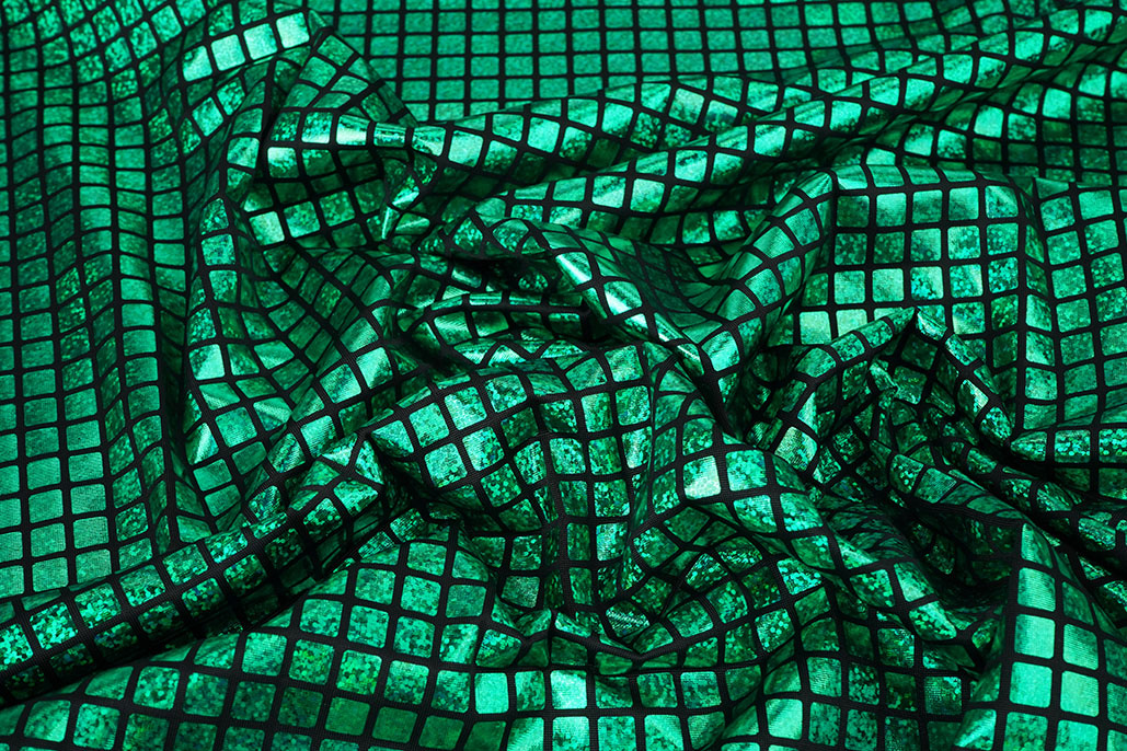 Lamé Check Grass Green