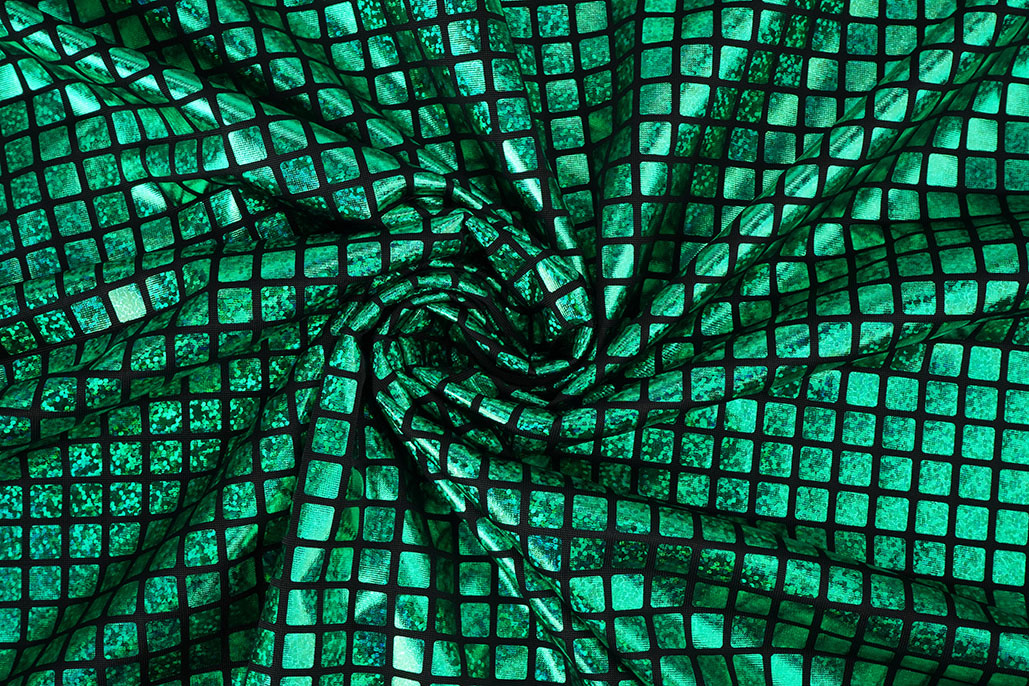 Lamé Check Grass Green