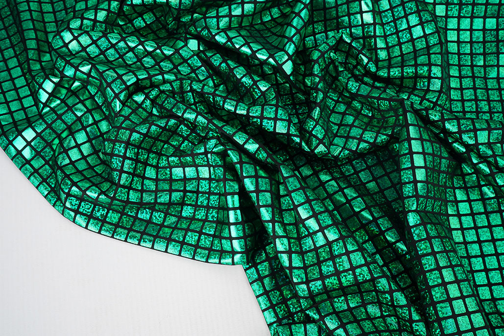 Lamé Check Grass Green