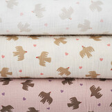 Double Gauze Organic Birds Natural