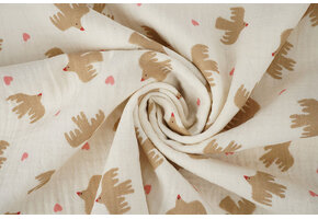 Double Gauze Organic Birds Natural