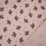 Baumwoll Musselin Organic Vögel Rosa