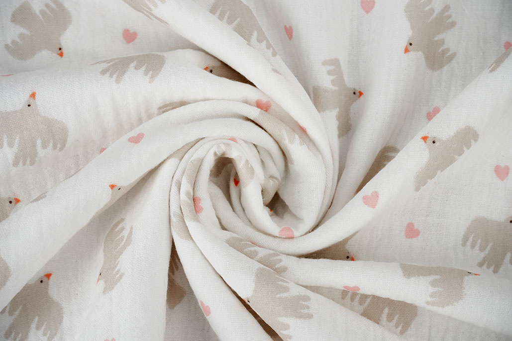 Hydrofiel Organic Vogels Wit