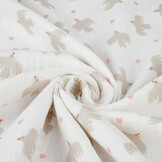 Double Gauze Organic Birds White