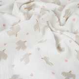 Double Gauze Organic Birds White