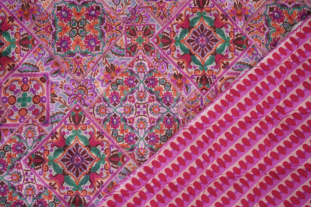 Gewatteerde Voile Katoen Patchwork Roze