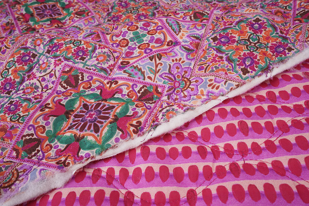 Gewatteerde Voile Katoen Patchwork Roze