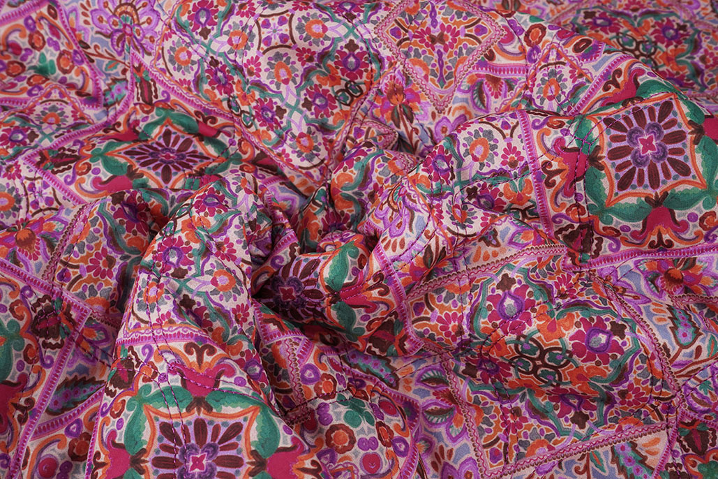 Gewatteerde Voile Katoen Patchwork Roze