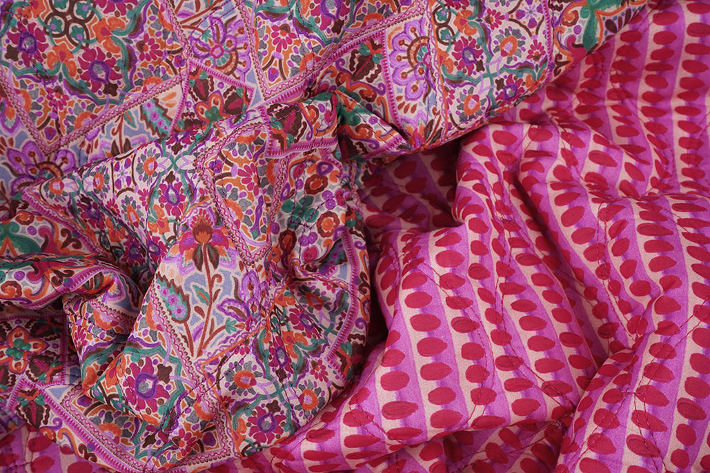 Gewatteerde Voile Katoen Patchwork Roze