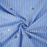 Cotton Stripes Sequins Flowers Blue
