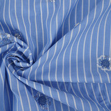 Cotton Stripes Sequins Flowers Blue