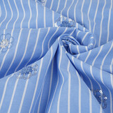 Cotton Stripes Sequins Flowers Blue