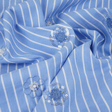 Katoen Strepen Pailletten Bloemen Blauw