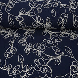 Hydrofiel Geborduurd Bloemen Marine Blauw