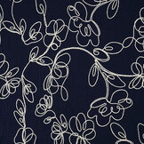 Double Gauze Embroidery Flowers Navy