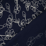 Hydrofiel Geborduurd Bloemen Marine Blauw