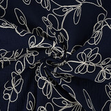 Baumwoll Musselin Bestickt Blumen Marineblau