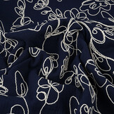 Baumwoll Musselin Bestickt Blumen Marineblau