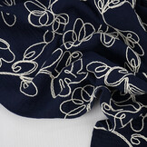 Hydrofiel Geborduurd Bloemen Marine Blauw