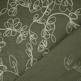 Hydrofiel Geborduurd Bloemen Army Groen