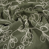 Double Gauze Embroidery Flowers Army Green