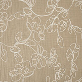 Baumwoll Musselin Bestickt Blumen Beige