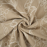 Double Gauze Embroidery Flowers Beige