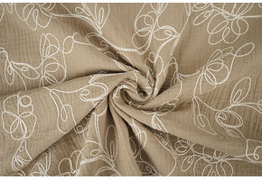 Hydrofiel Geborduurd Bloemen Beige