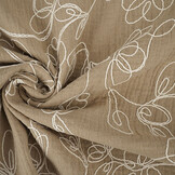 Baumwoll Musselin Bestickt Blumen Beige