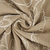 Baumwoll Musselin Bestickt Blumen Beige