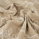 Double Gauze Embroidery Flowers Beige