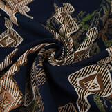 100% Viscose Leonora Donker Marine Blauw