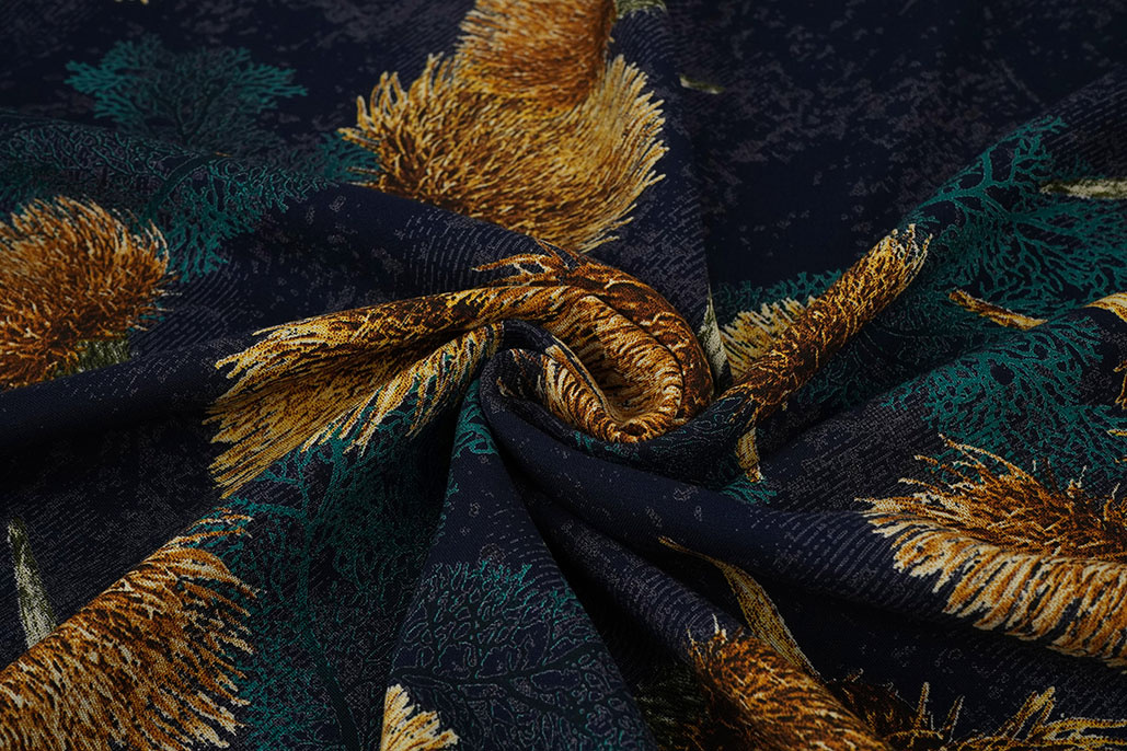 100% Viscose Helena Navy Blue