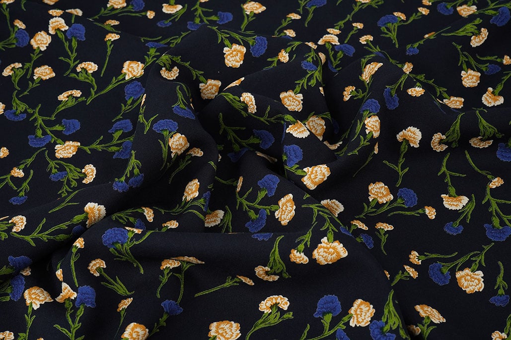 100% Viscose Dorothea Donker Marine Blauw