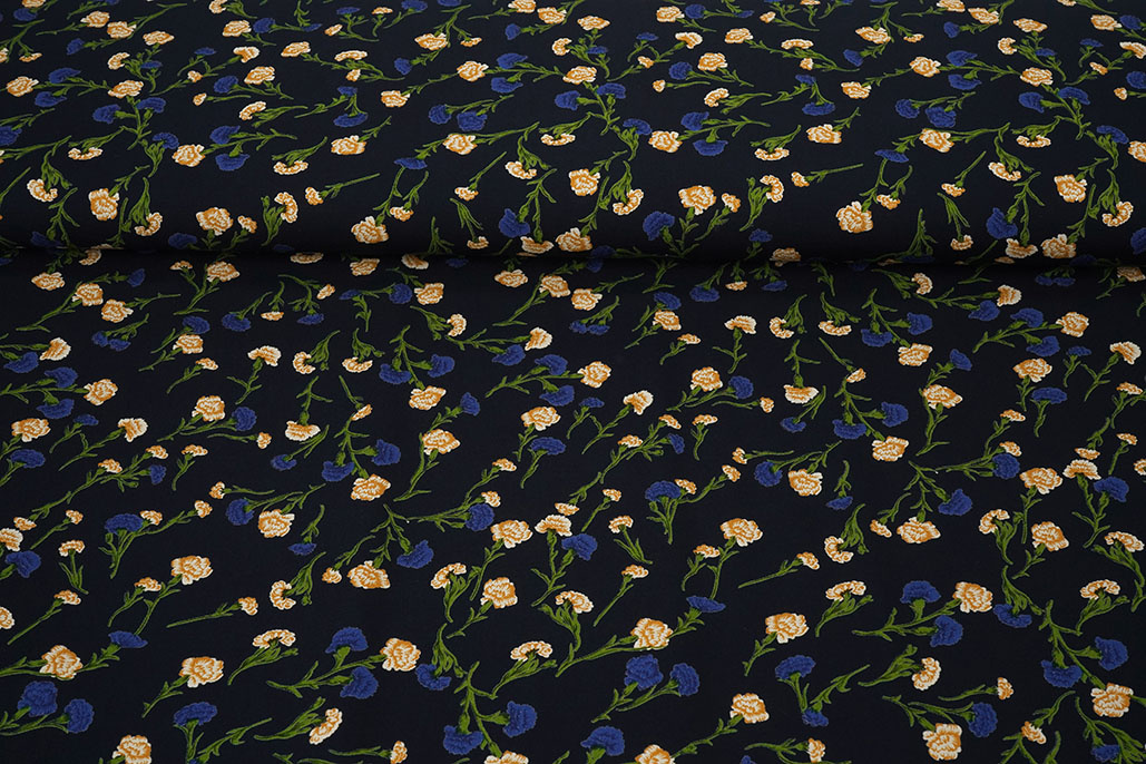 100% Viscose Dorothea Donker Marine Blauw