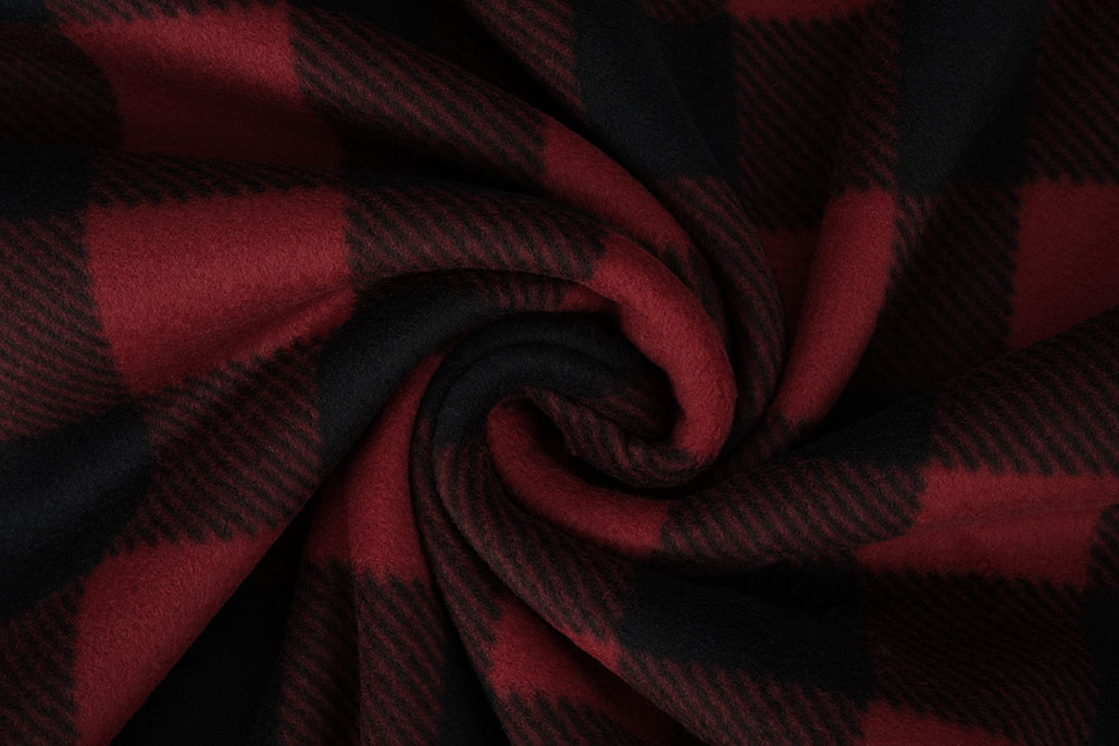 Bedruckte Polar Geblockt Schwarz - Rot