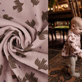 Double Gauze Organic Birds Pink