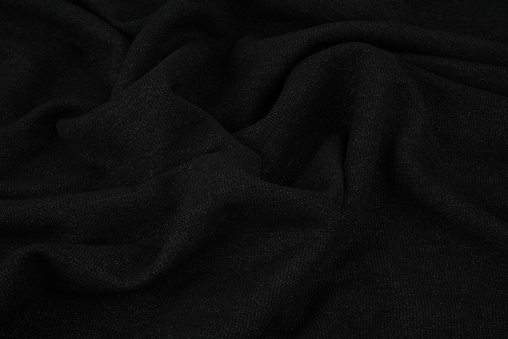Gebreide Stof Lurex Zwart