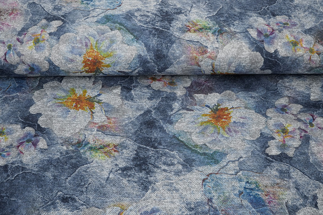 Winter Jersey Flowers Blue