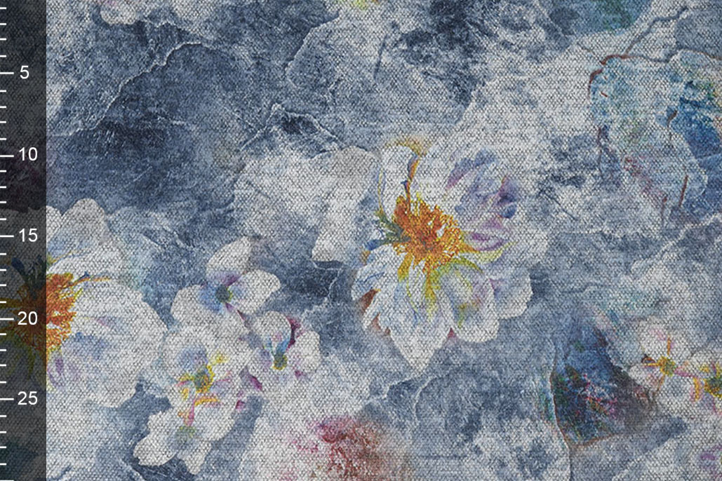 Winter Jersey Flowers Blue