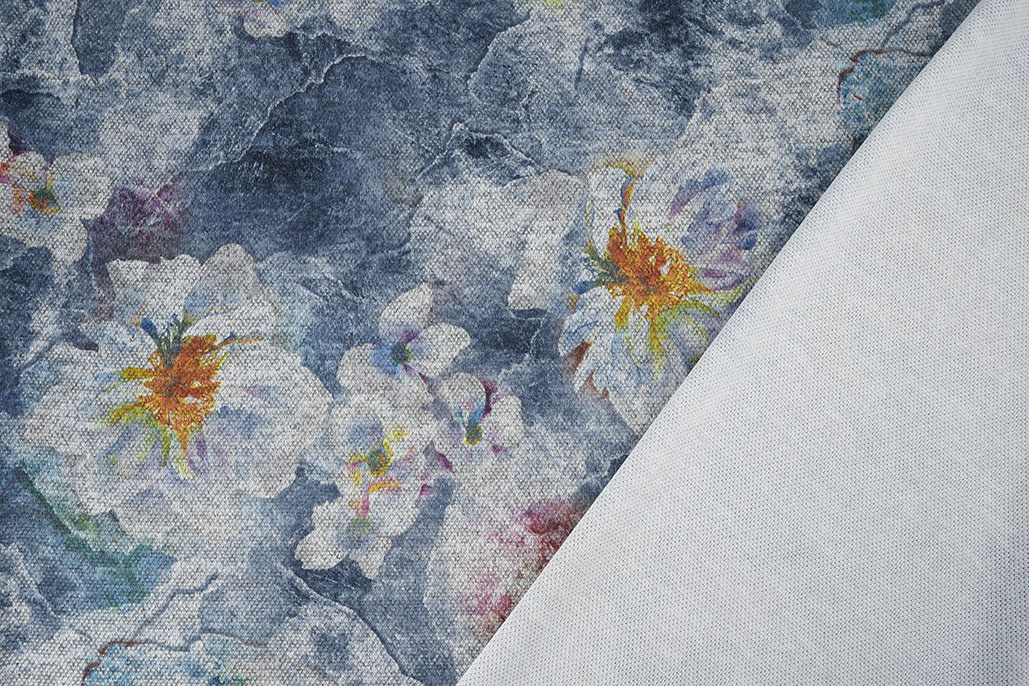 Winter Jersey Bloemen Blauw