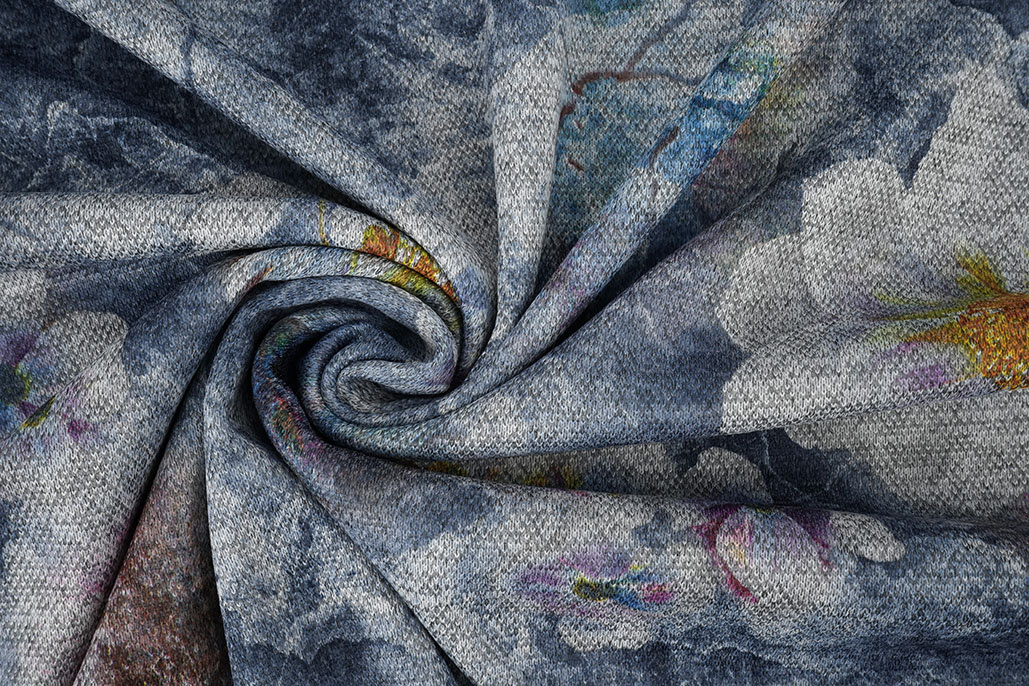 Winter Jersey Bloemen Blauw