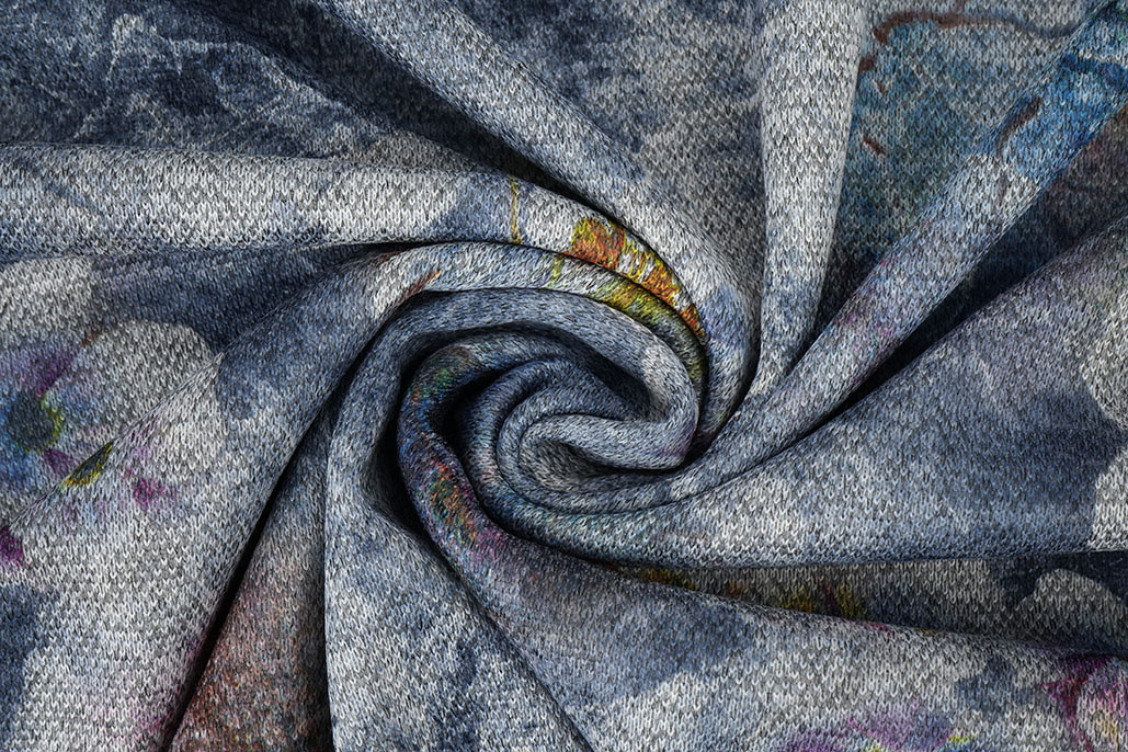 Winter Jersey Bloemen Blauw