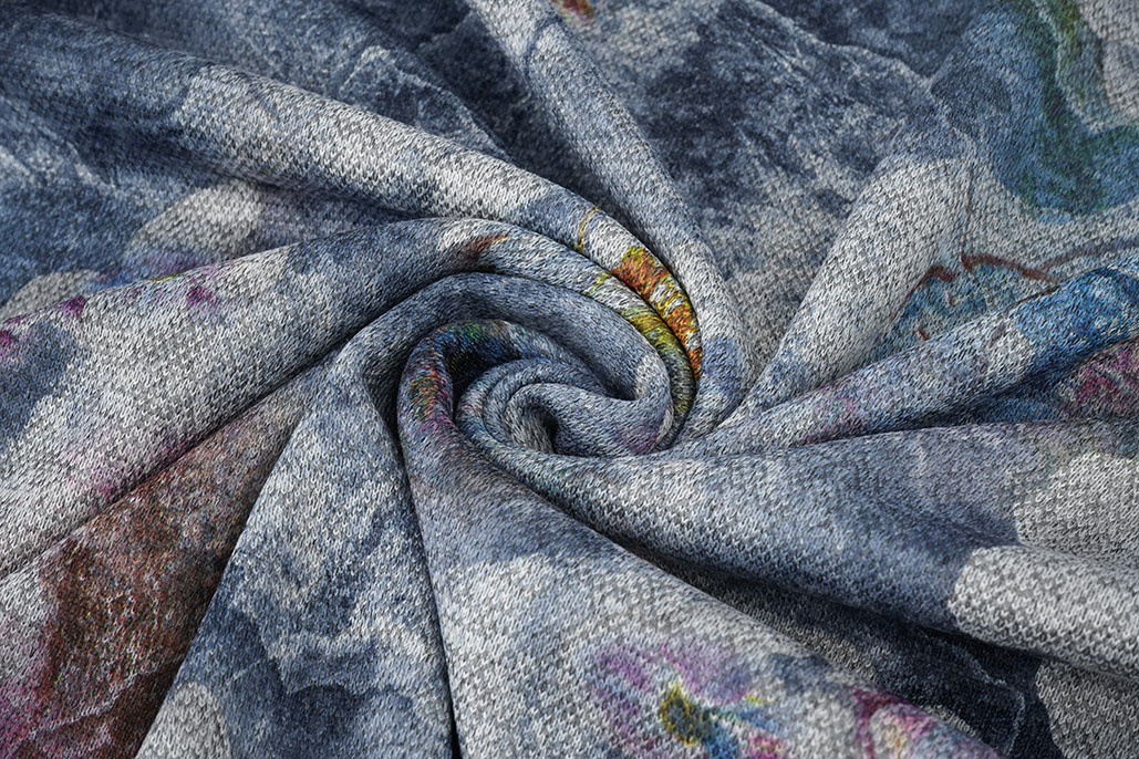Winter Jersey Blumen Blau