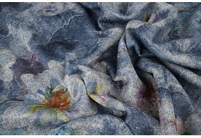 Winter Jersey Bloemen Blauw